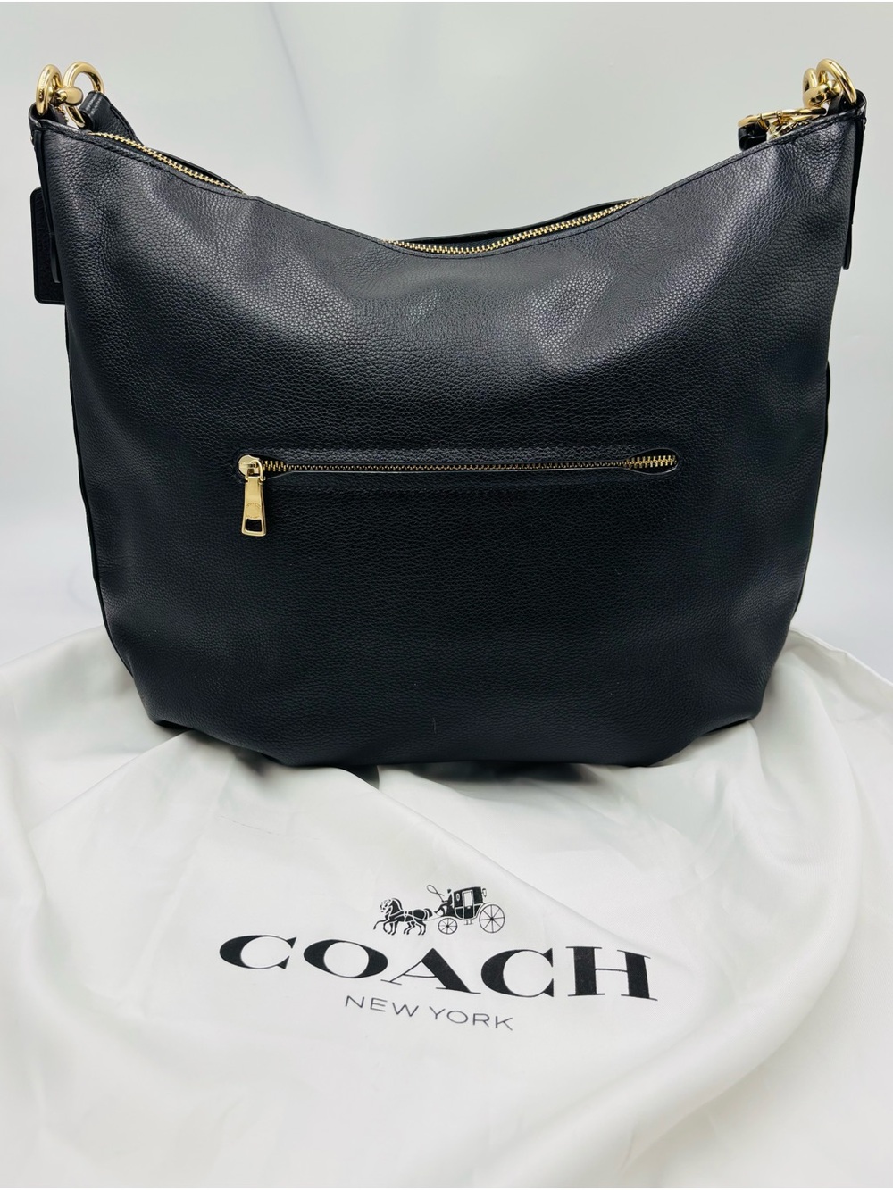 Coach Black Pebbled Leather Shoulder Hobo with Gold Hardware - Picture 3 of 16